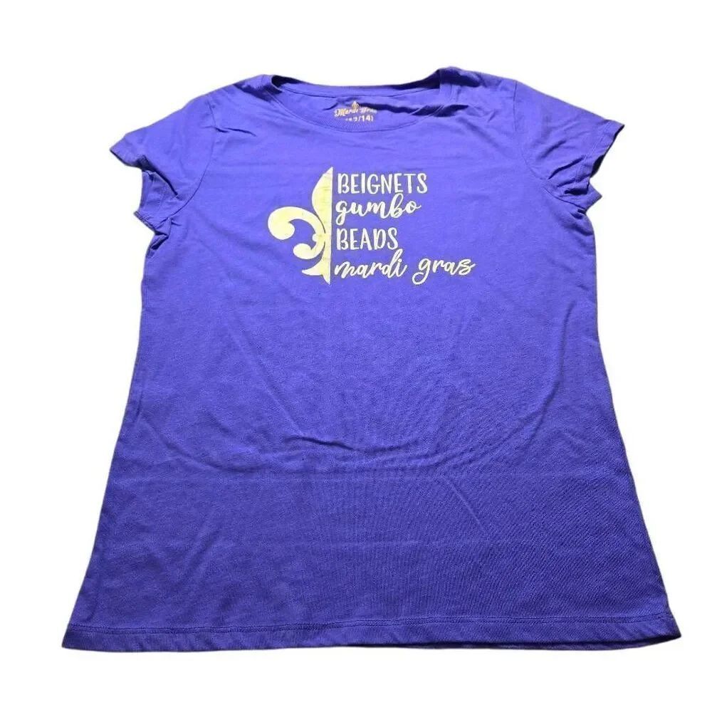 Mardi Gras Beignets Gumbo Beads shirt L12/14